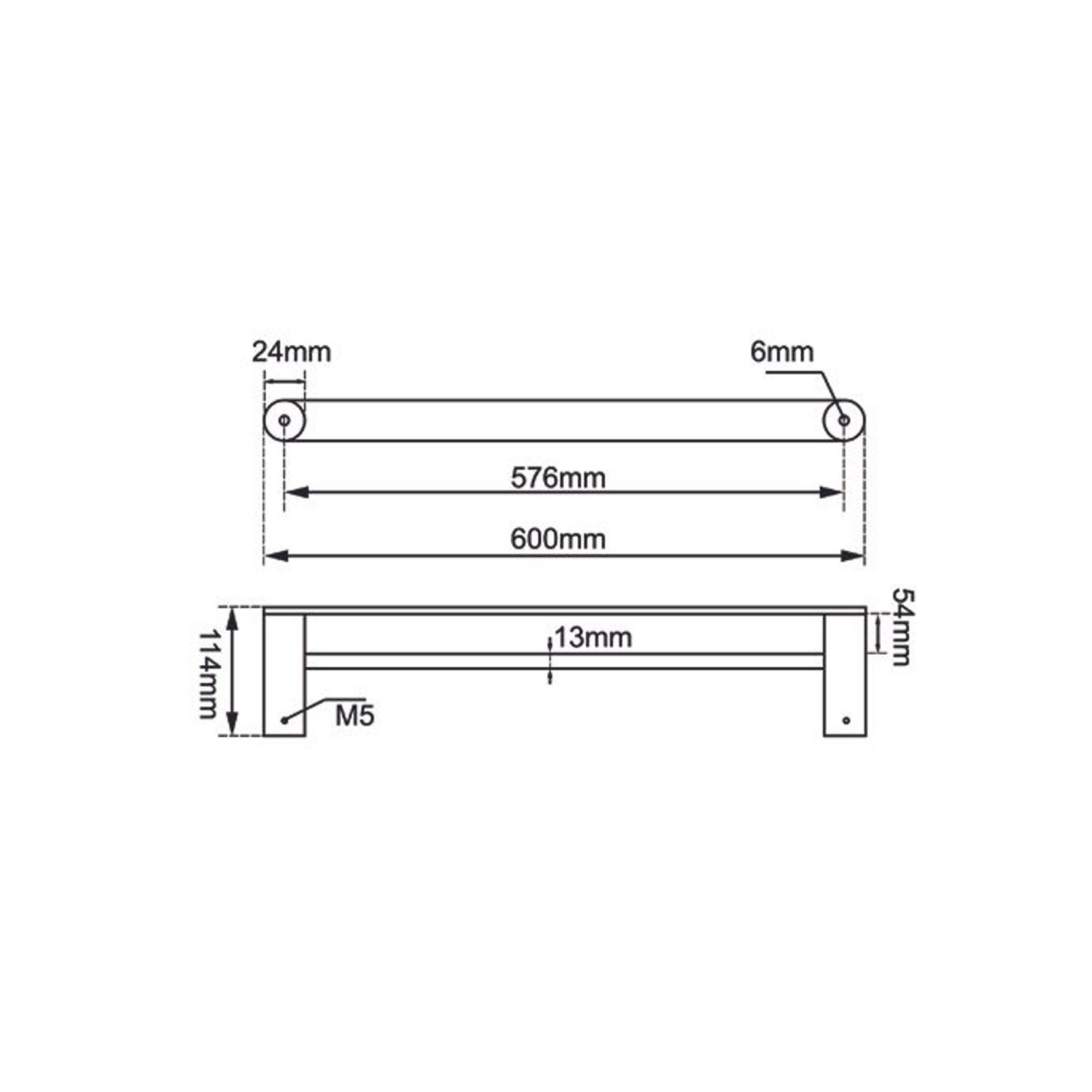 Rushy Double Towel Rail 600mm Chrome gallery detail image