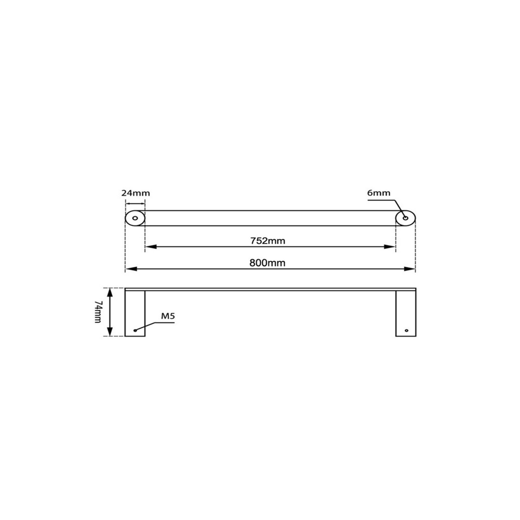 Rushy Single Towel Rail 800mm Matte Black gallery detail image