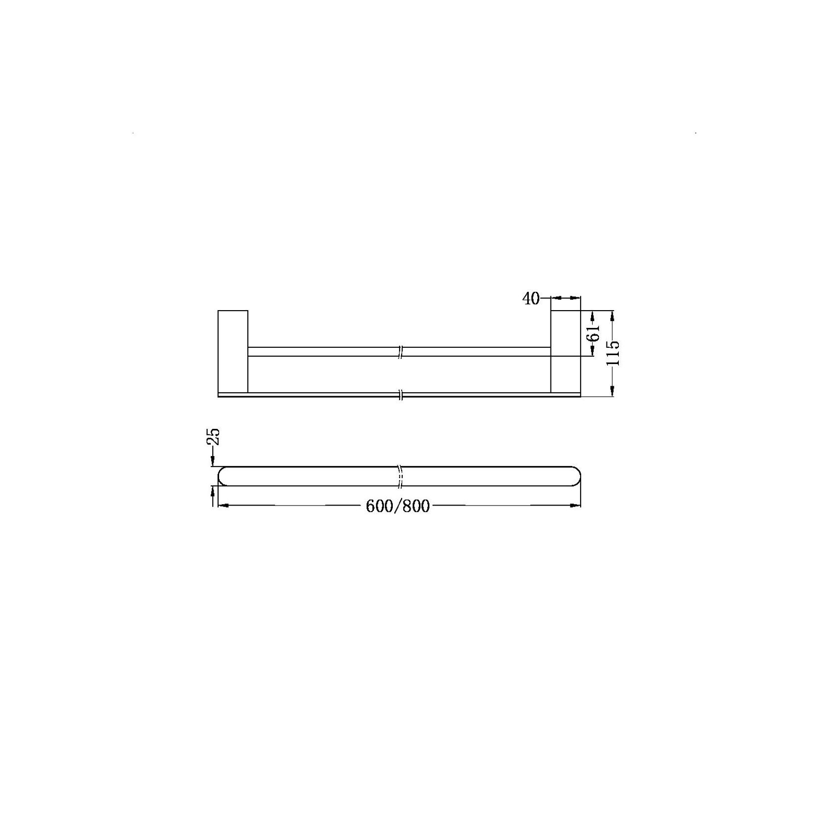 Bianca Double Towel Rail 800mm | Brushed Gold gallery detail image