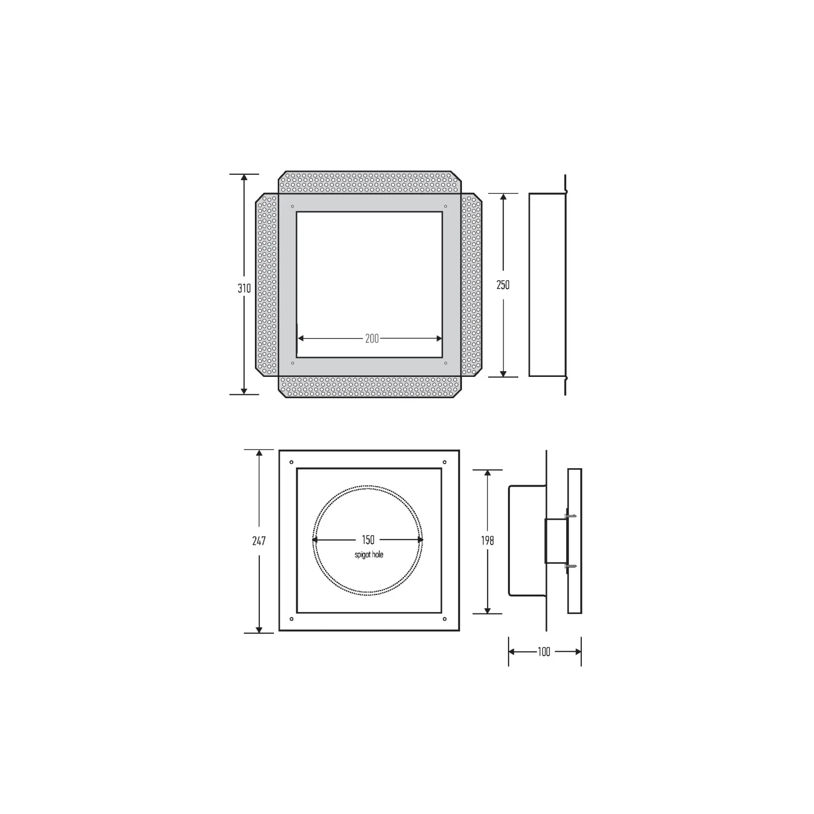 HB1010 / 250 Square Frameless Extraction Grill gallery detail image