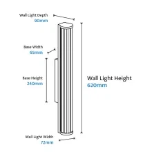 Junco IP65 Fluted Hand-Blown Glass LED Batten Light gallery detail image