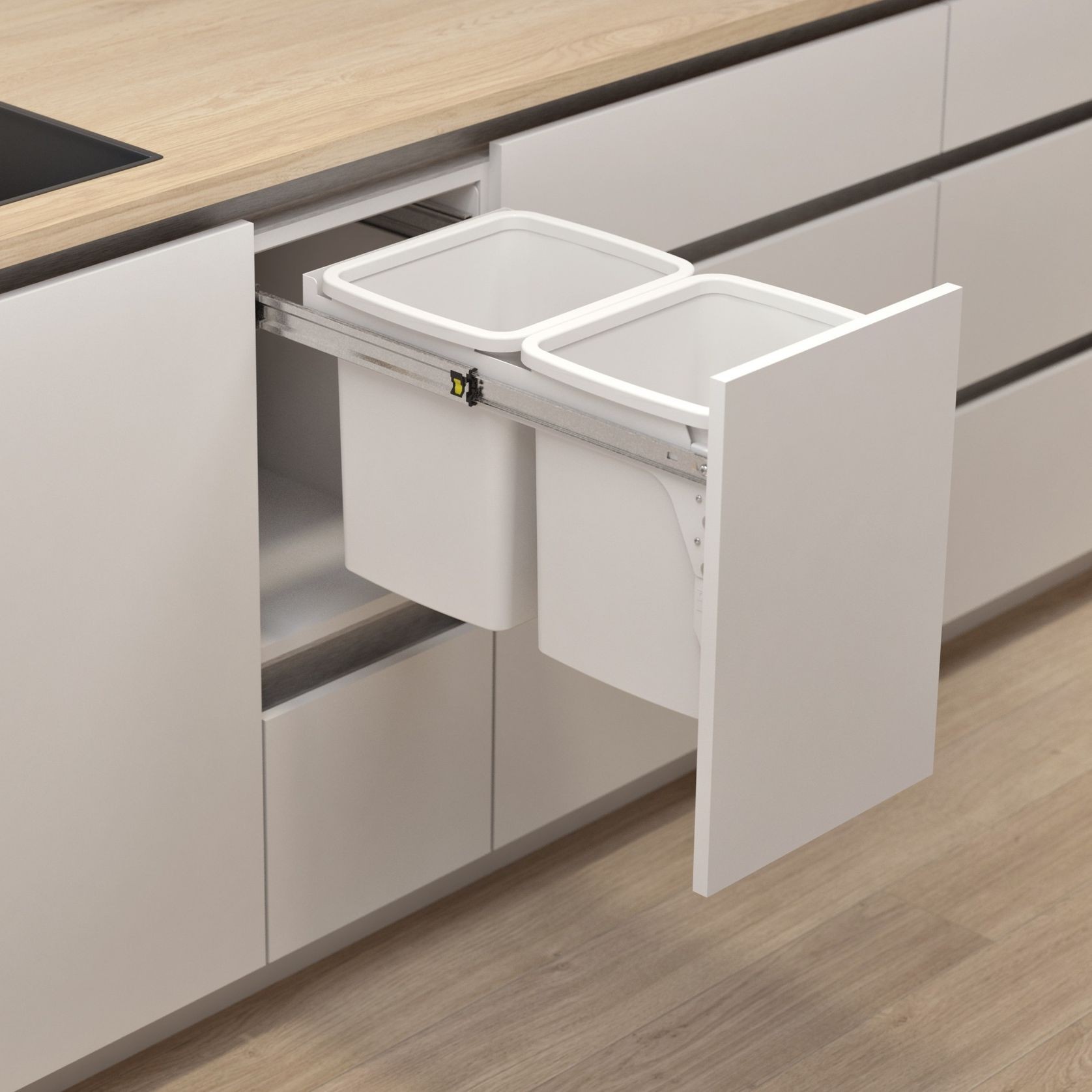 Hideaway Compact 2 x 15L Buckets | Door Pull gallery detail image
