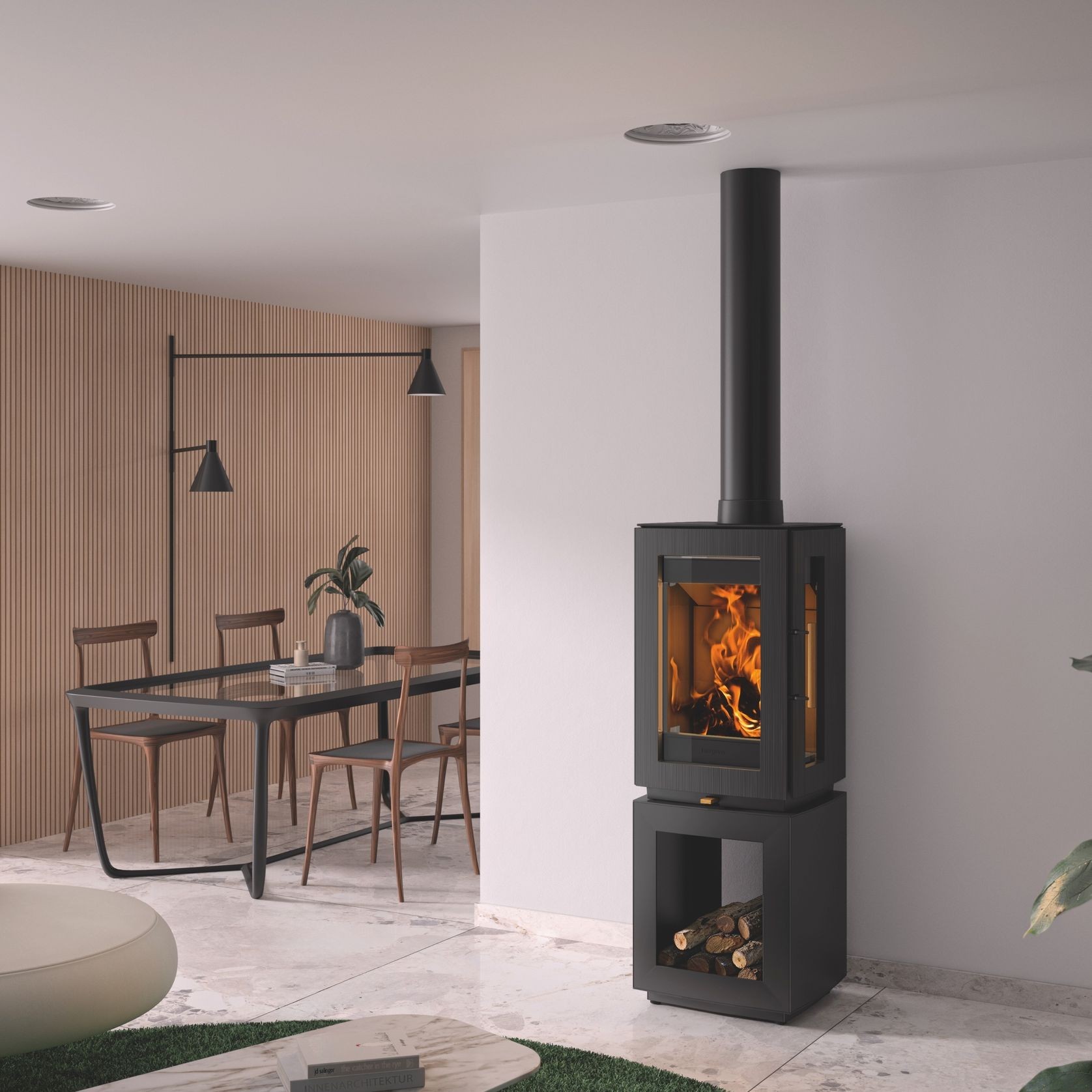 Hergóm Glow Wood Fireplace with Log Base gallery detail image
