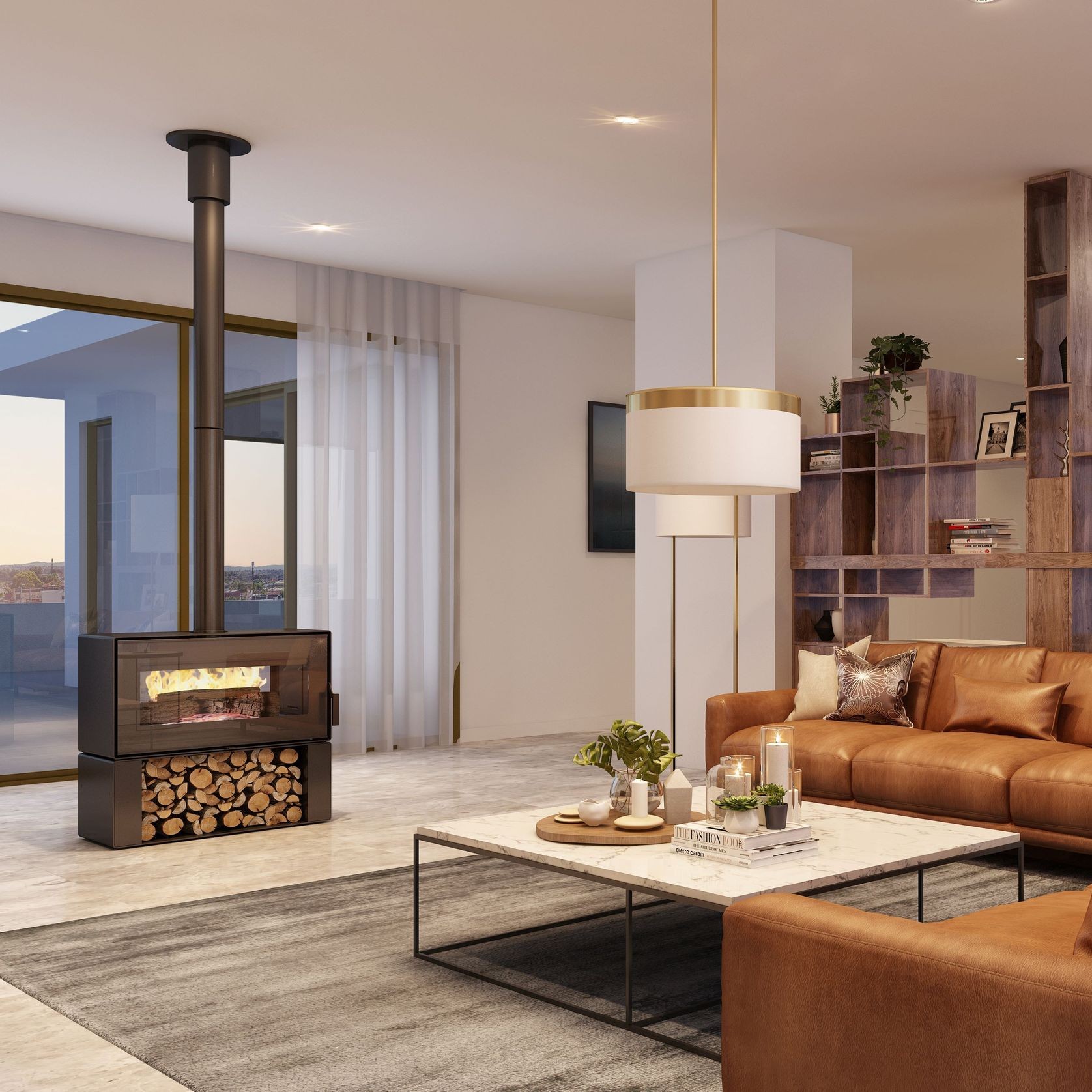 Visionline Taurus Double-Sided Freestanding Wood Fire gallery detail image