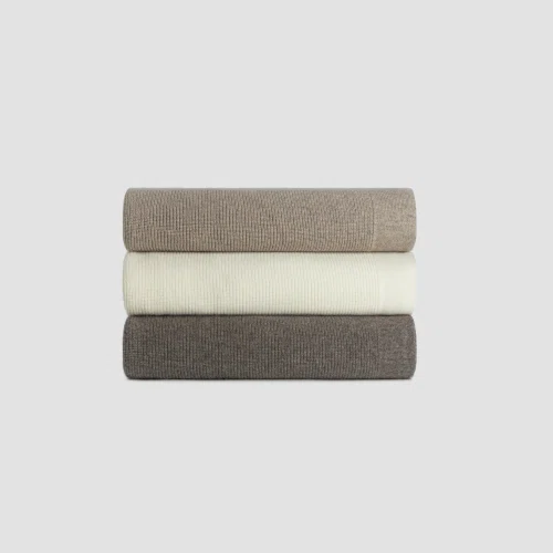 Charcoal Chain Rib Angora & Merino Wool Blankets
