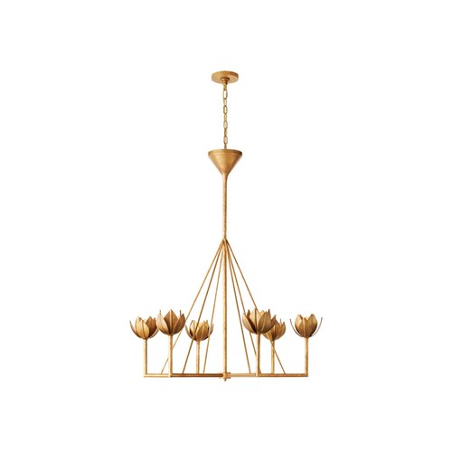 Antique Gold Leaf Julie Neill Alberto Large Single-Tier Chandelier