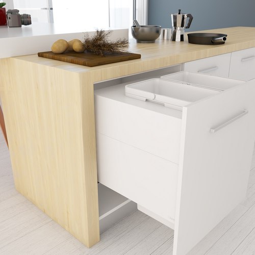 White Tanova Designer Series 2 Pull Out Kitchen Bins