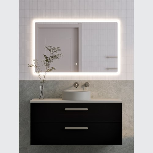 Matte Black Lineare 1200 Axel Double Drawer Vanity