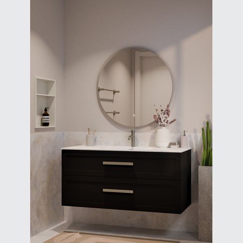 Matte Black Lineare 1200 Loft Double Drawer Vanity