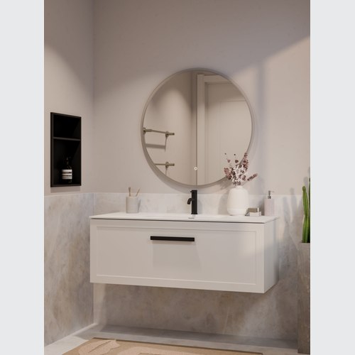Matte White Lineare 1200 Loft Single Drawer Vanity