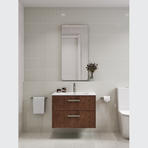 Walnut LINEARE 750 DOUBLE DRAWER VANITY | AXEL DRAWER FRONT