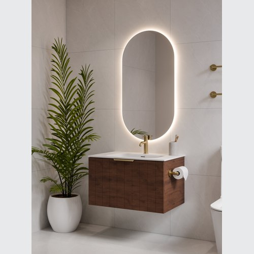 Walnut Lineare 750 Coastal Single Drawer Vanity