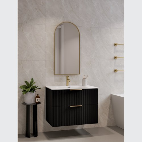 Matte Black LINEARE 750 DOUBLE DRAWER VANITY | PILLAR DRAWER FRONT