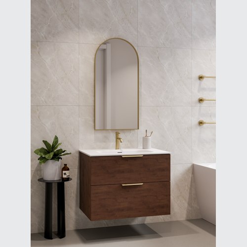 Walnut LINEARE 750 DOUBLE DRAWER VANITY | PILLAR DRAWER FRONT