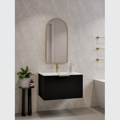 Matte Black Lineare 750 Pillar Single Drawer Vanity