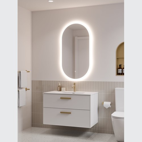 Matte White LINEARE 900 DOUBLE DRAWER VANITY | AXEL DRAWER FRONT