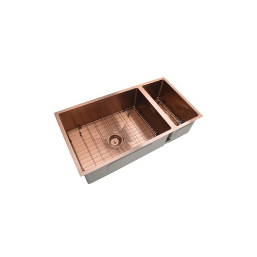 Brushed Copper Code Aspen Double Bowl Pvd 304 Stainless Steel Sinks