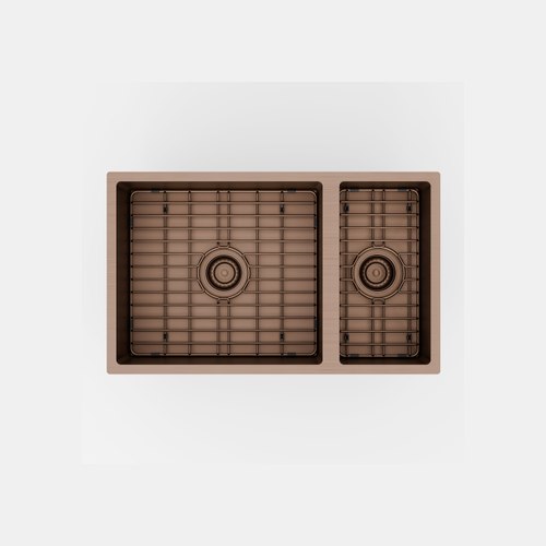 Brushed bronze Aspen 650 (450+200) Double Bowl Sink