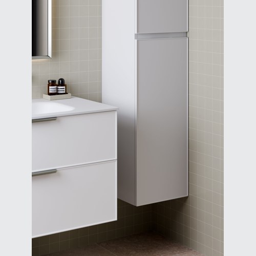 Matte White Lineare Tall Bathroom Cabinet | Axel Front