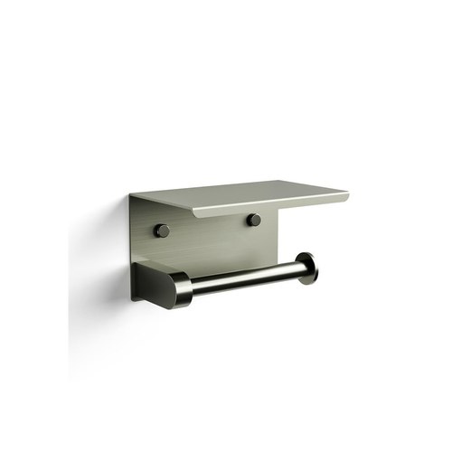 Brushed Nickel Versa Toilet Roll Holder & Shelf