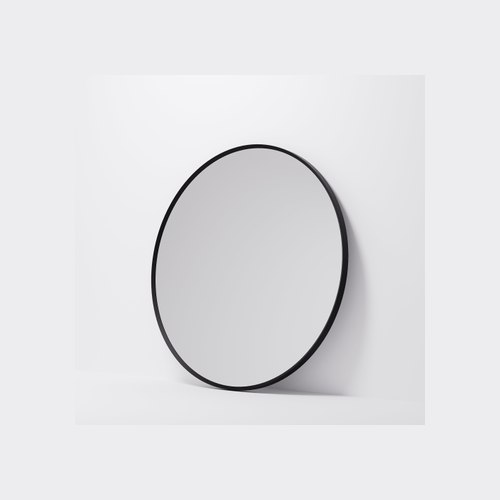 Matte Black Aspect 1050 Round Framed Mirror
