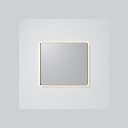 Brushed Brass Aura Rectangle 850 x 750 LED Mirror