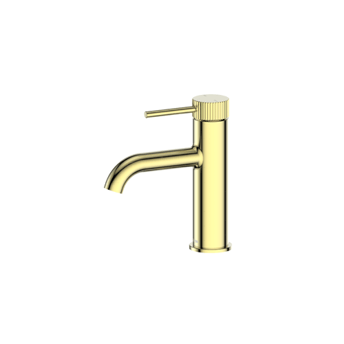 Brushed Brass Nature Lineare Basin Mixer | Textured Handle