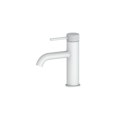 Matte White Nature Lineare Basin Mixer | Textured Handle