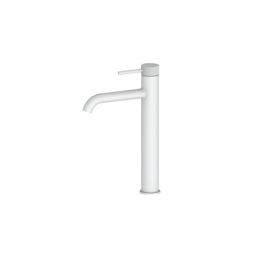 Matte White Nature Lineare Basin Mixer Tall | Textured Handle