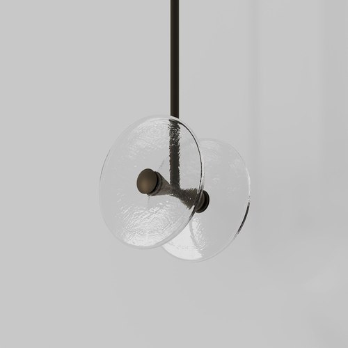 Medium Bronze Coral Duo Rod Pendant - Clear
