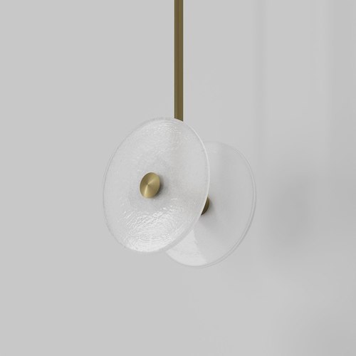 Brass Coral Duo Rod Pendant - Frosted