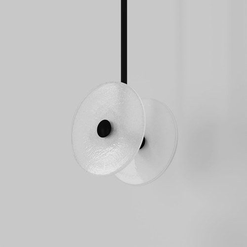 Matte Black Coral Duo Rod Pendant - Frosted