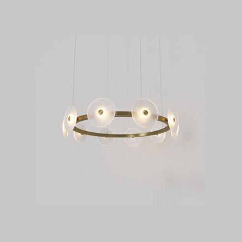 Brass Coral Ring Pendant (10) - Frosted Glass