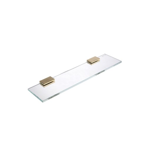 Brushed Brass Versa Glass Rectangle Shelf 400mm