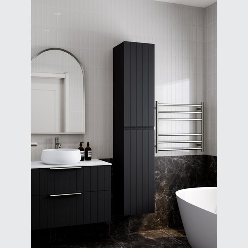 Matte Black Lineare Tall Bathroom Cabinet | Coastal Front