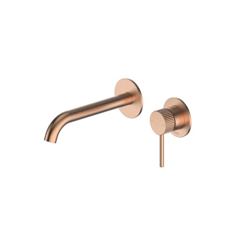 Brushed Copper Nature Piper Wall & Basin Mixer | Textured Handle