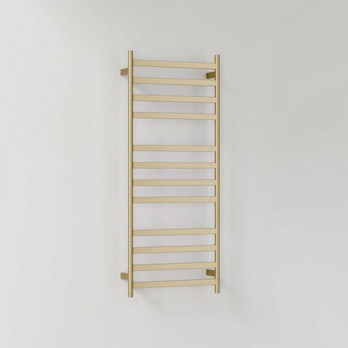 Brushed Brass Lineare Heated Towel Ladder 1200 x 500mm