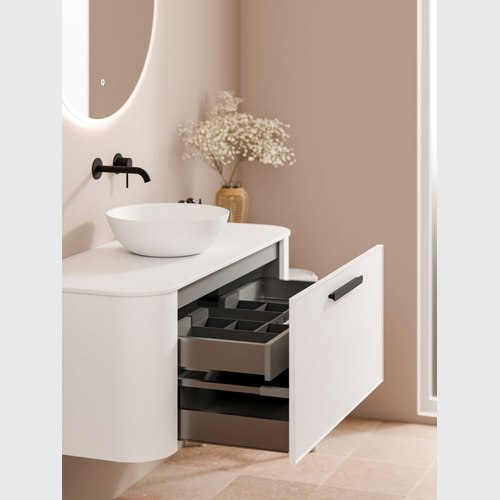 White Nature 900 Vanity | Flat Slab Top & Axel Drawer Front