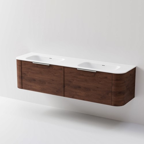 Walnut Nature 1800 Vanity | Double Inset Basin & Axel Drawer Front