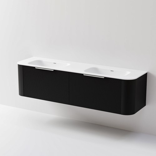 Black Nature 1800 Vanity | Double Inset Basin & Pillar Drawer Front