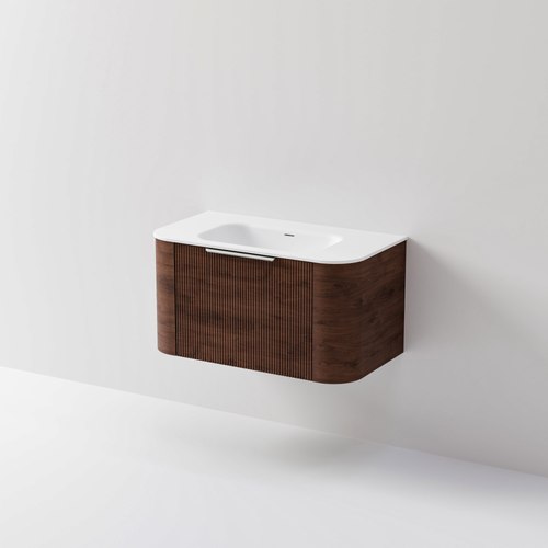 Walnut Nature 900 Vanity | Inset Basin & Pillar Drawer Front