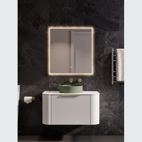 White Nature 900 Vanity | Flat Slab Top & Pillar Drawer Front