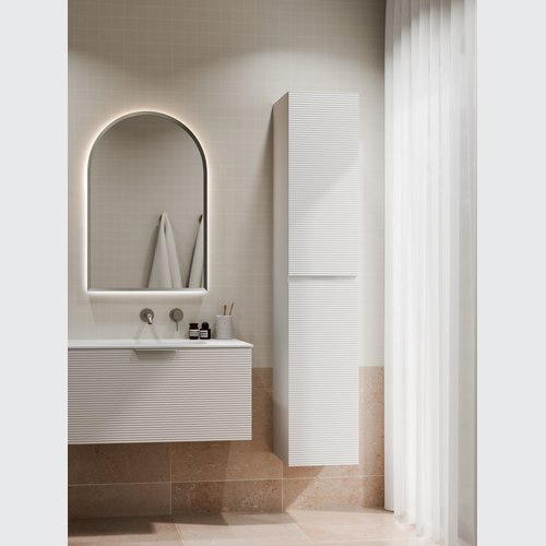 Matte White Lineare Tall Bathroom Cabinet | Orchard Front