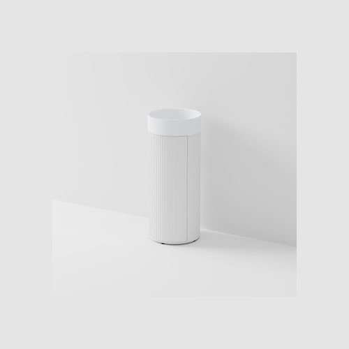 Matte White Code Sora Pedestal Vanity | With Basin