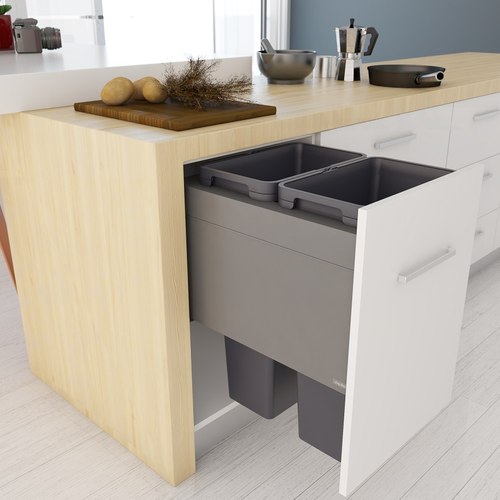 Umbra Grey & Charcoal Tanova Designer Series 2 Pull Out Kitchen Bins