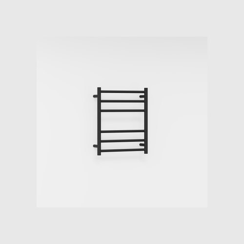 Matte Black Round Heated Towel Ladder 600x500mm