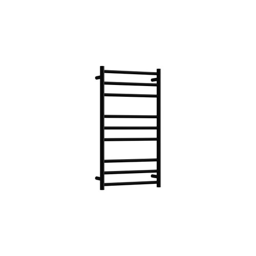 Matte Black Round Heated Towel Ladder 900x500mm