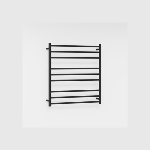 Matte Black Round Heated Towel Ladder 900x850mm