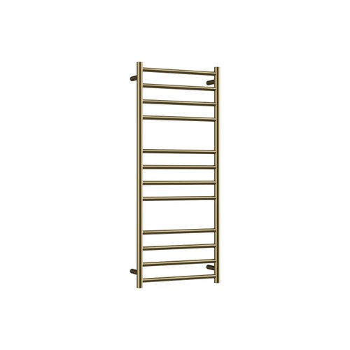 Brushed Brass Round Heated Towel Ladder 1200x500mm