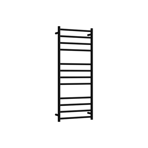 Matte Black Round Heated Towel Ladder 1200x500mm